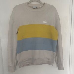 Lacoste Men's Sweater in Cream, Yellow, and Blue